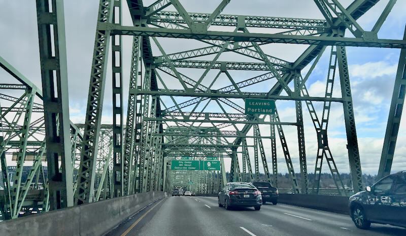 Crossing I-5 Bridge into Vancouver.