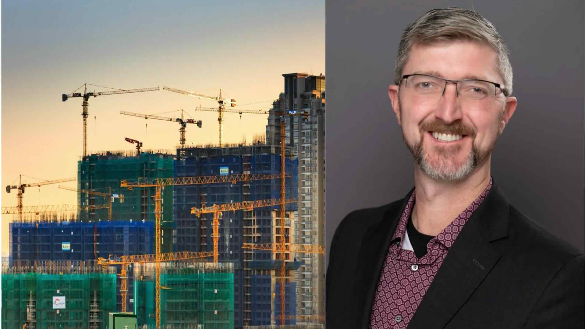 James Etzkorn & skline with cranes.