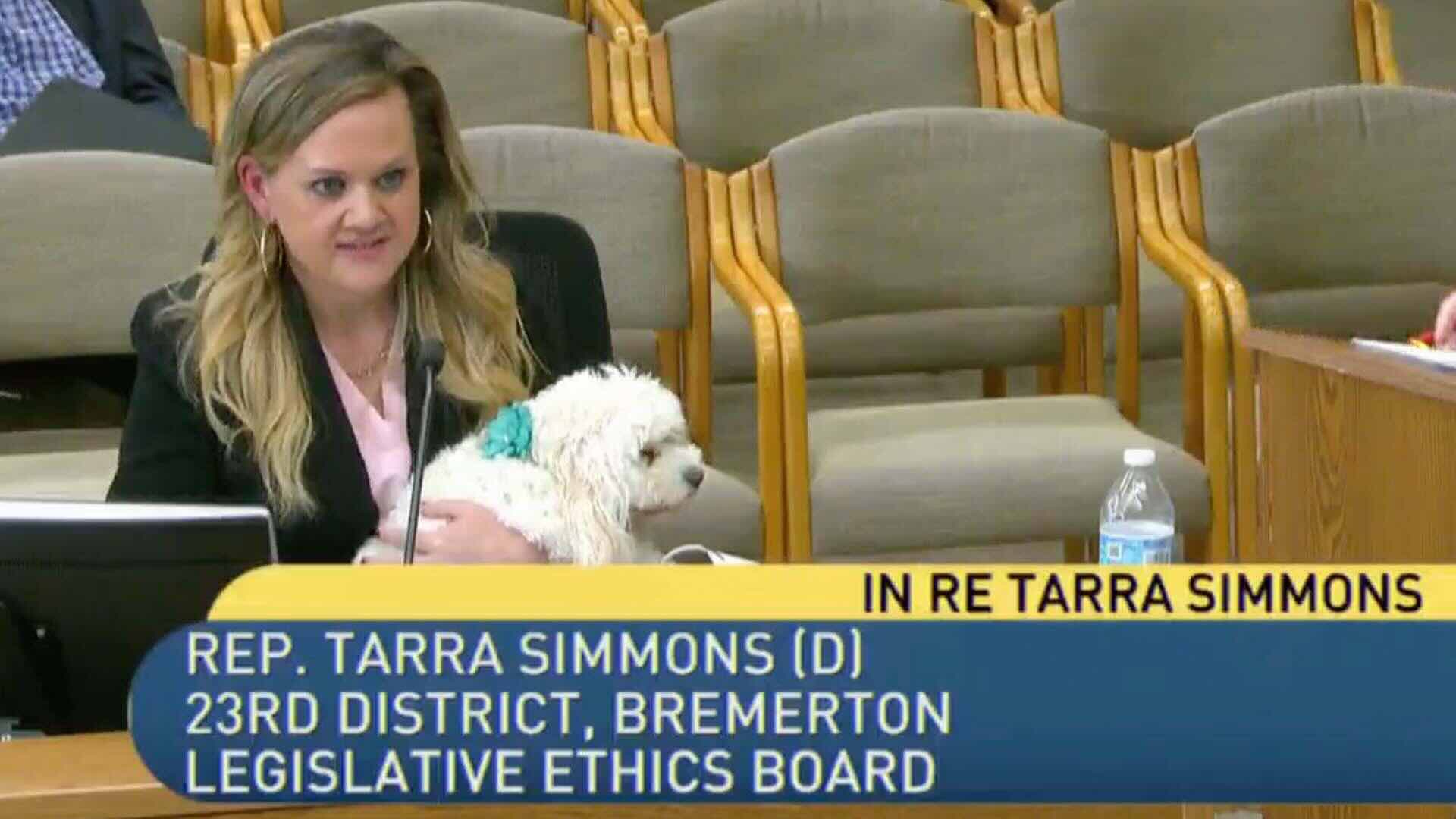 Rep. Tara Simmons with her support dog.