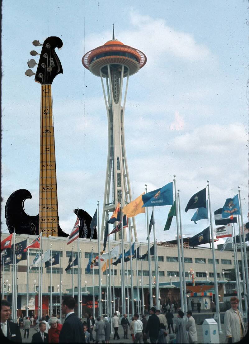Bass guitar & Space Needle.