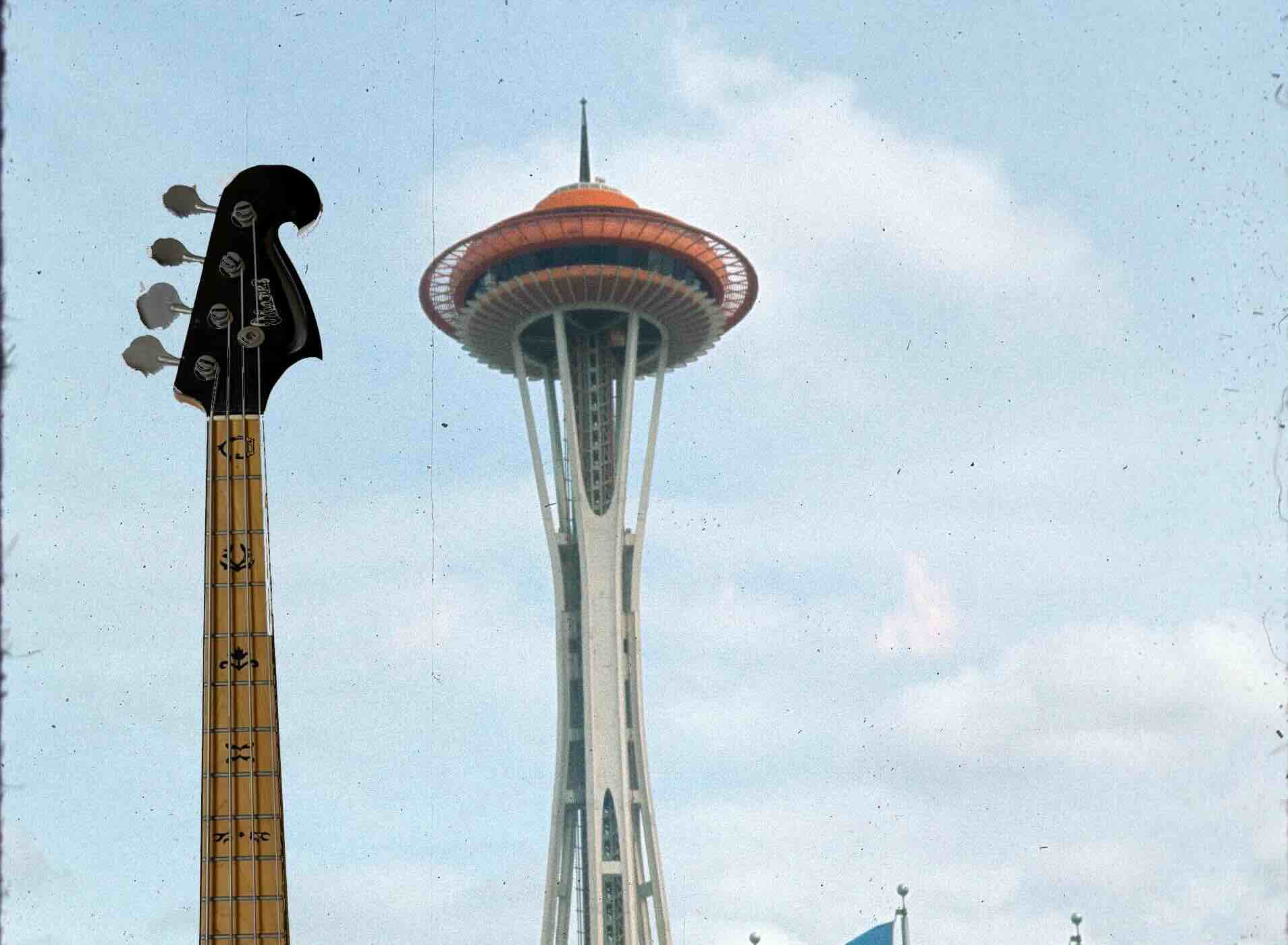 Bass guitar & Space Needle.