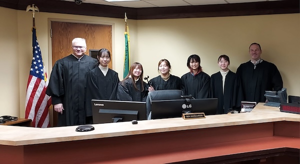 Judge Larson with students.